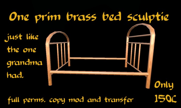 one prim brass bed sculptie