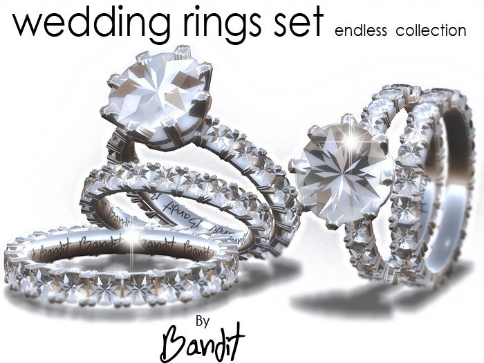 By Bandit - Full Reflective Wedding Rings set + engagement  "Endless" v.3.0  realistic 