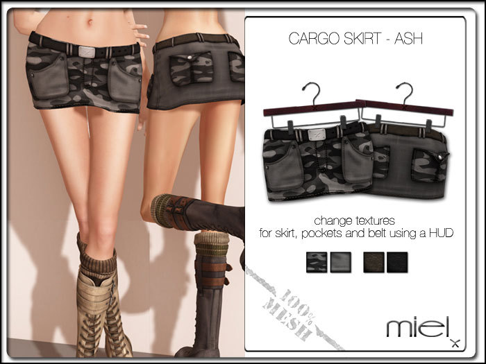 MIEL CARGO SKIRT - ash (MESH)