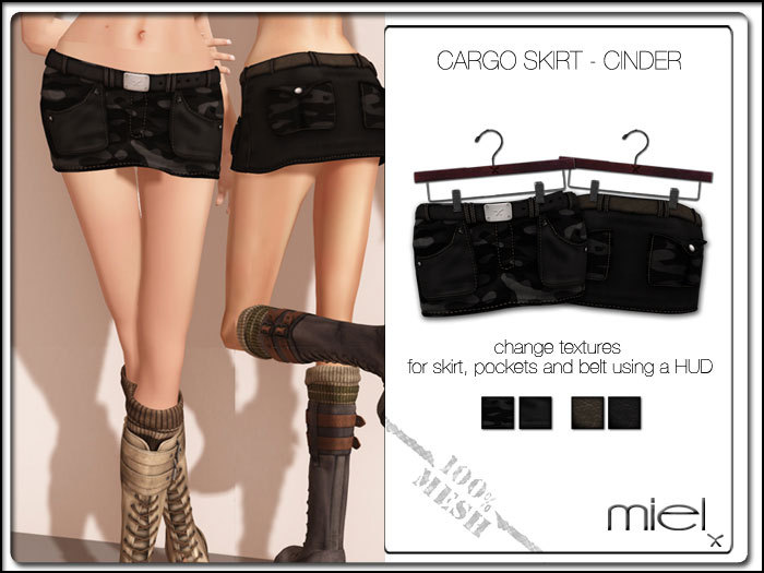 MIEL CARGO SKIRT - cinder (MESH)