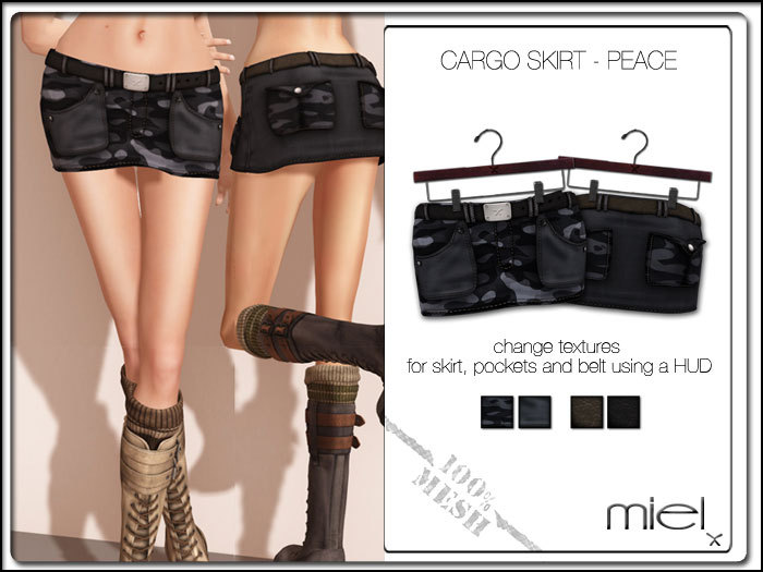 MIEL CARGO SKIRT - peace (MESH)