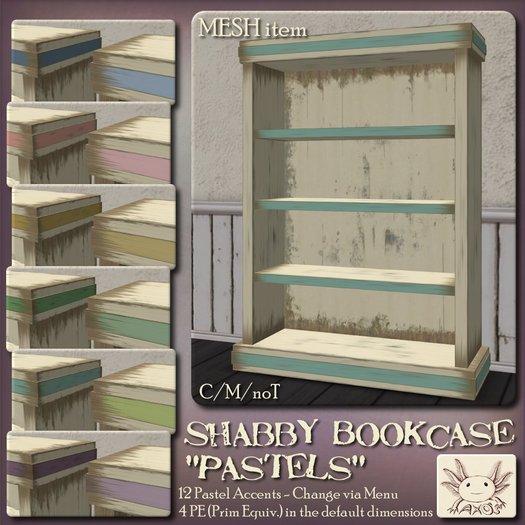 =Axo's= Shabby Bookcase "Pastels" - MESH item