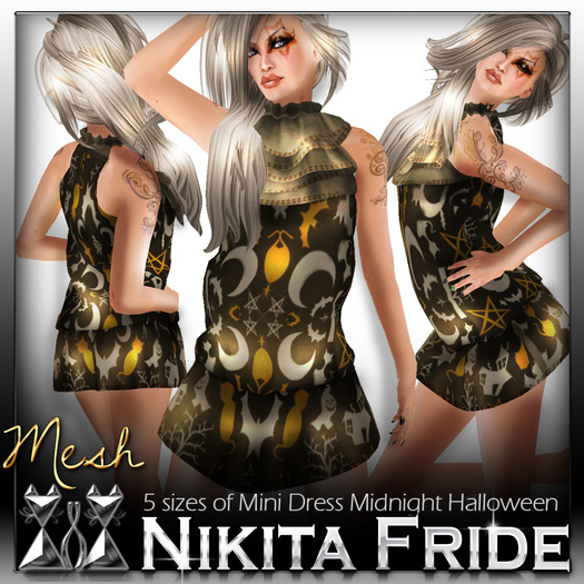  [NikitaFride] Rigged Mesh Mini Dress Midnight Halloween