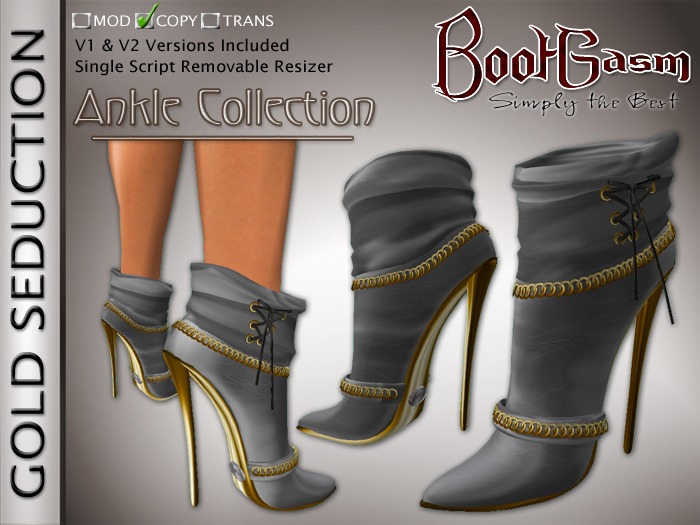 Bootgasm Gold Seduction Ankle Boots Silver