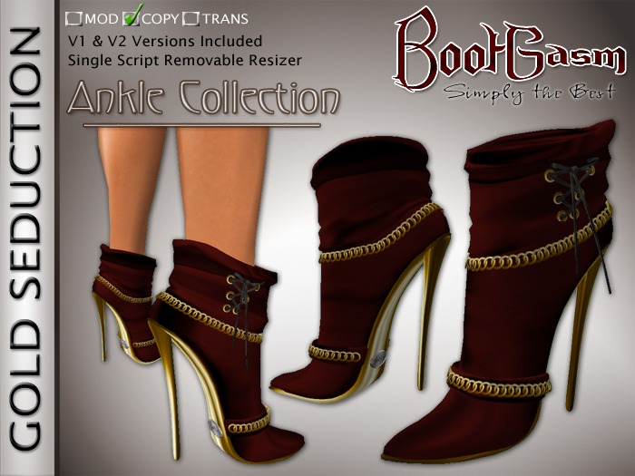 Bootgasm Gold Seduction Ankle Boots Red