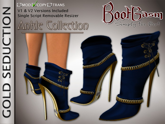 Bootgasm Gold Seduction Ankle Boots Blue