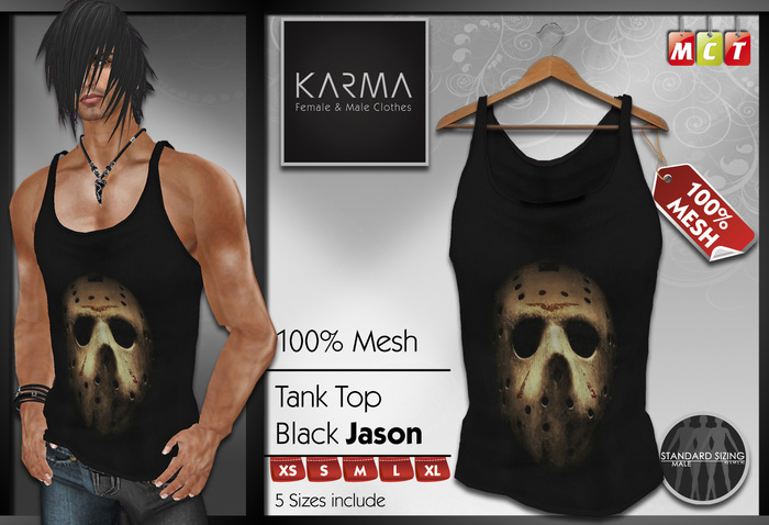 Karma - Mesh Men Tank top Black - Jason - 5 Sizes include