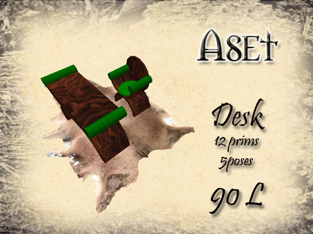 Aset 12 prims desk green caste