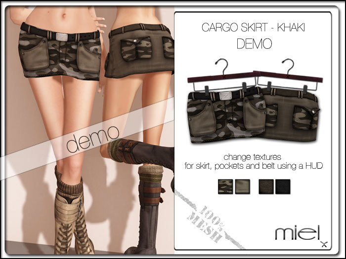 MIEL CARGO SKIRT DEMO - khaki (MESH)