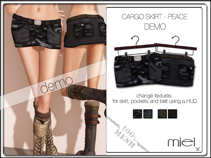 MIEL CARGO SKIRT DEMO - peace (MESH)