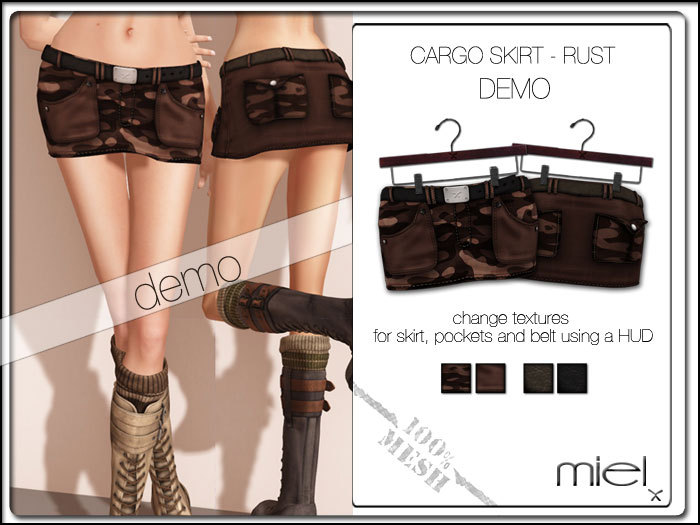 MIEL CARGO SKIRT DEMO - rust (MESH)