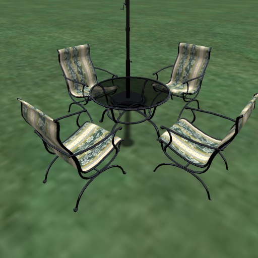 green stripe patio table