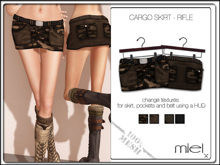 MIEL CARGO SKIRT - rifle (MESH)