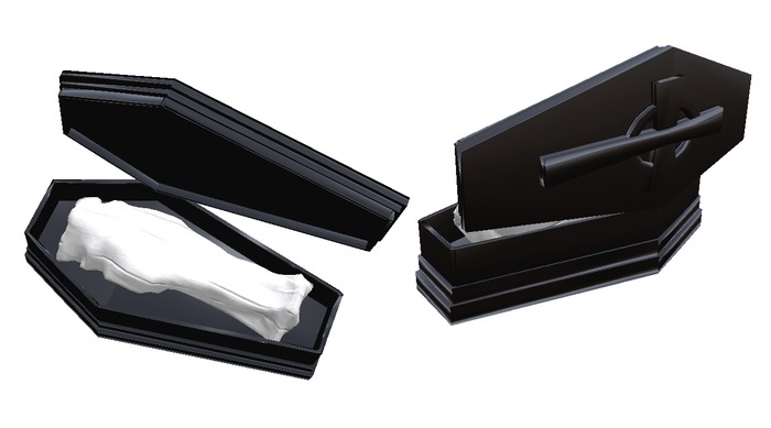 Coffin with Cross and Dead Body by H&G