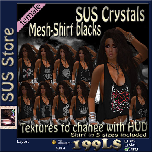 SUS Crystal Mesh-Shirt &HUD blacks