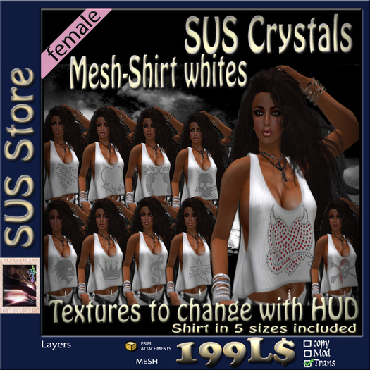 SUS Crystal Mesh-Shirt &HUD whites