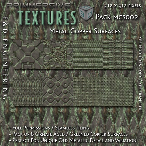 Second Life Marketplace - [MCS002] 8 Ornamental Copper Surface Textures ...