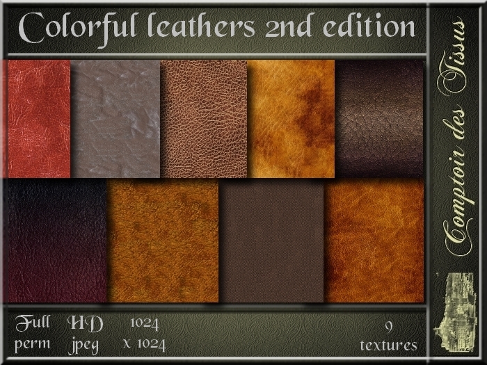 Colorful Leather textures 2nd ed - 9 FULL PERMS Textures