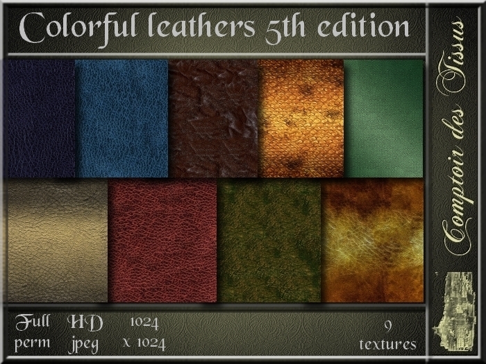 Colorful Leather textures 5th ed - 9 FULL PERMS Textures