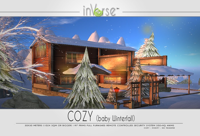 COZY (Baby Winterfalls) -  full furnished winter cottage skybox - 350+anims