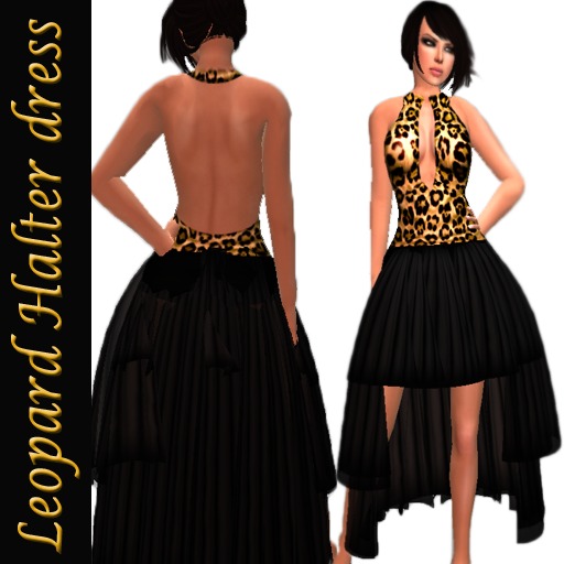 leopard dip back dress