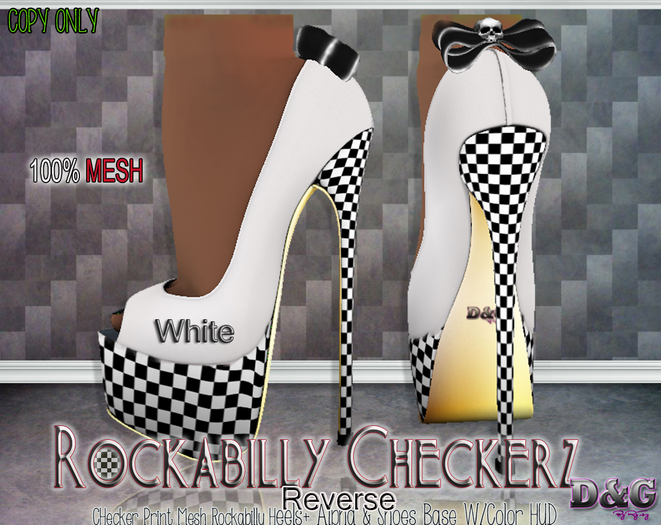 D&G Rockabilly Checkerz Reverse White 100% MESH