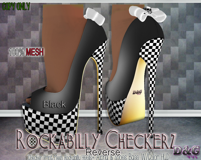 D&G Rockabilly Checkerz Reverse Black 100% MESH