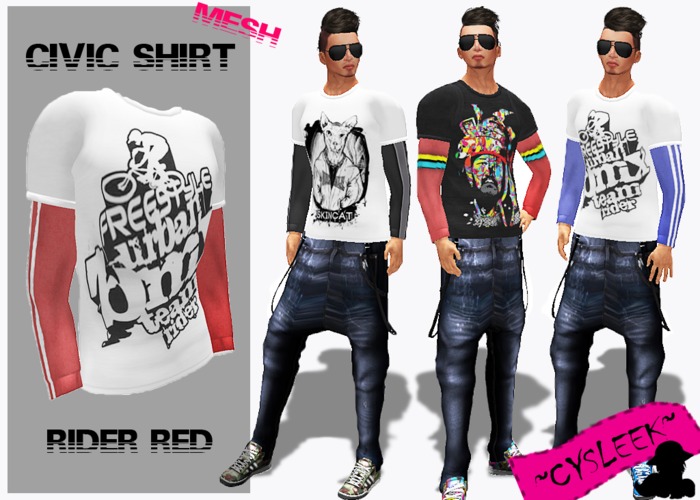 ~Cysleek =^.-=~Mesh Civic Shirt (Rider Red)