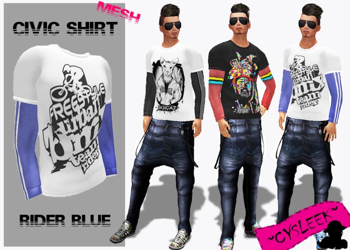 ~Cysleek =^.-=~Mesh Civic Shirt (Rider Blue)
