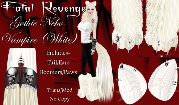 Fatal Revenge- Gothic Neko {Vampire} Fluffy (White) (Promo Sale) 