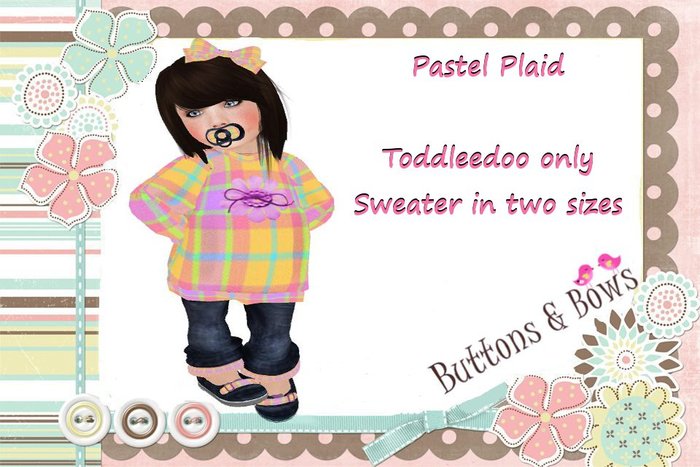 Buttons & Bows Pastel Plaid TD only