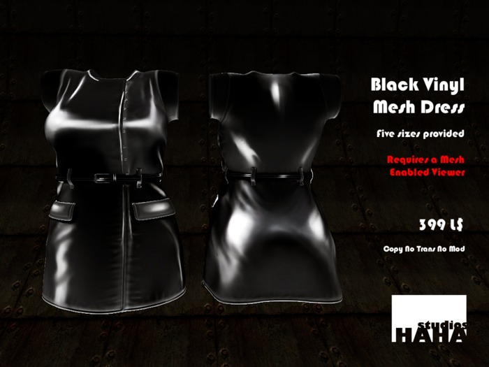 !Black Mesh Vinyl PVC Dress