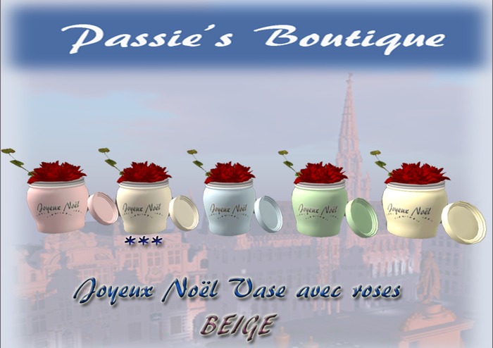 Passie's Boutique Rose de Noël vase beige