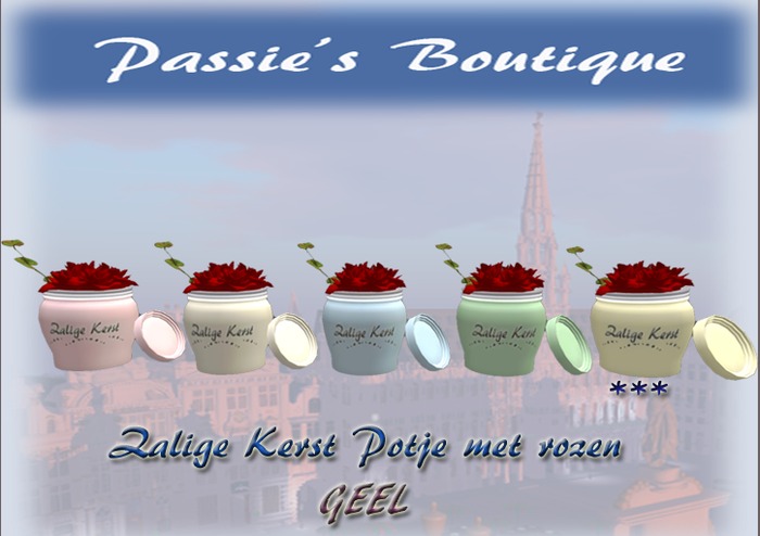 Passie's Boutique Kerstroos gele vaas
