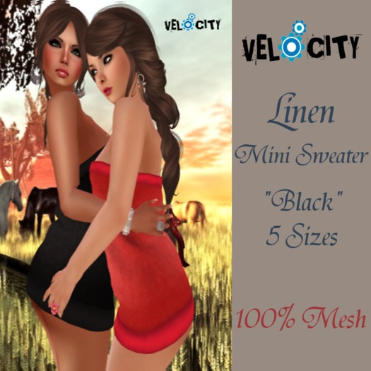 VELOCITY Black Linen Mini Sweater