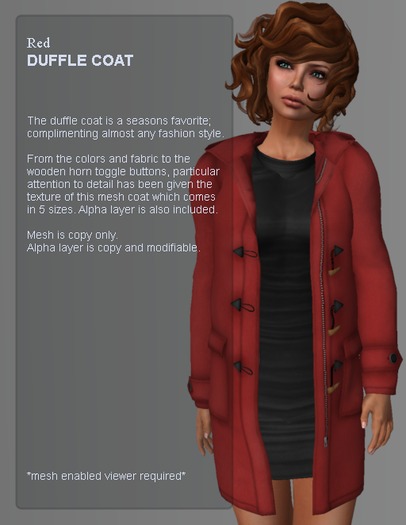 ::Page 3:: Duffle Coat - Red (rigged mesh)