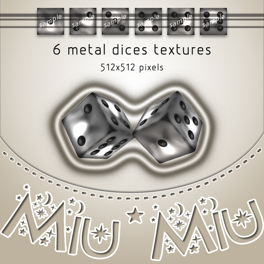 *Miu Miu* 6 metal dices textures - Platinum