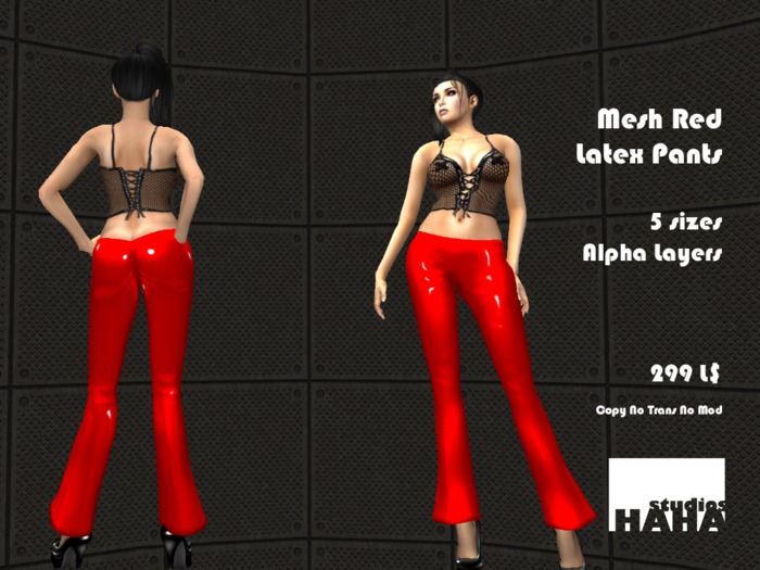 !Mesh Red Latex Pants