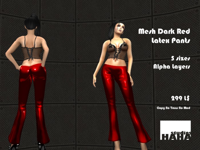 !Mesh Dark Red Latex Pants