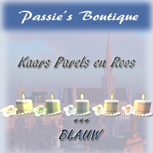 Passie's Boutique Kaars Parels blauwe roos