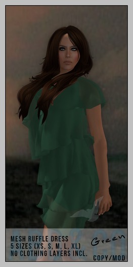 ABD :: Mesh Womens Ruffle Dress :: Green