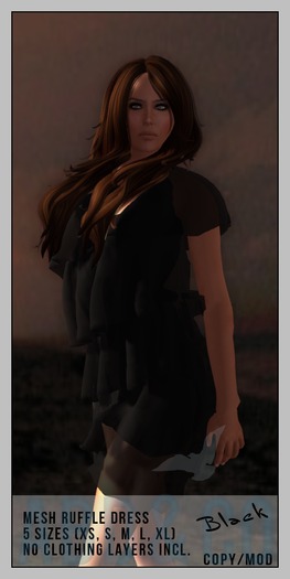 ABD :: Mesh Womens Ruffle Dress :: Black