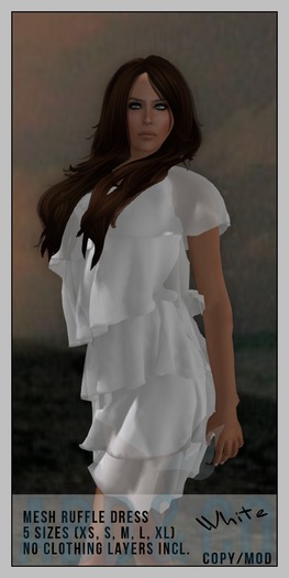 ABD :: Mesh Womens Ruffle Dress :: White