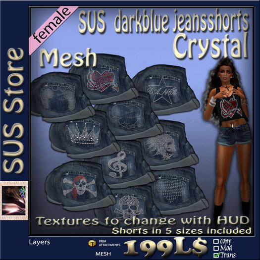 SUS darkblue jeansshortsCrystal