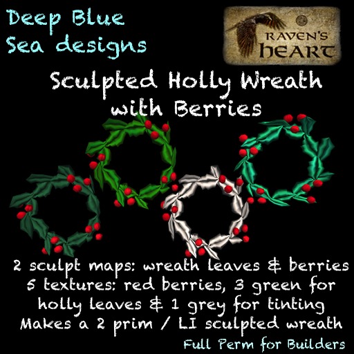 *RH*& DBS holly wreath with berries (crated)
