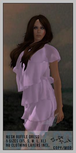 ABD :: Mesh Womens Ruffle Dress :: Soft Pink