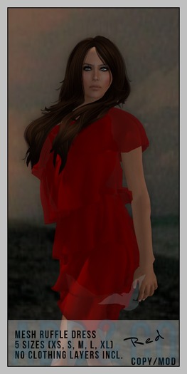 ABD :: Mesh Womens Ruffle Dress :: Red