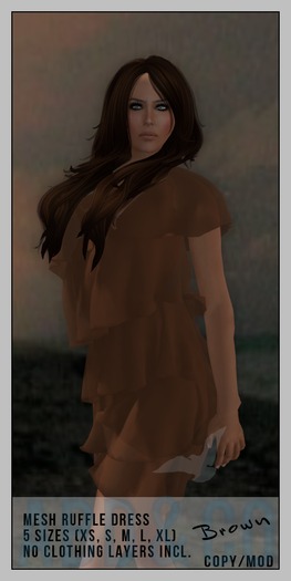 ABD :: Mesh Womens Ruffle Dress :: Brown