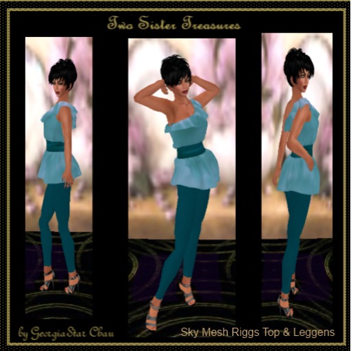 GSC Sky Blue Mesh Riggs Top & Leggens