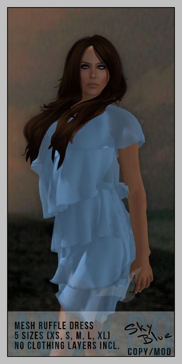 ABD :: Mesh Womens Ruffle Dress :: Sky Blue